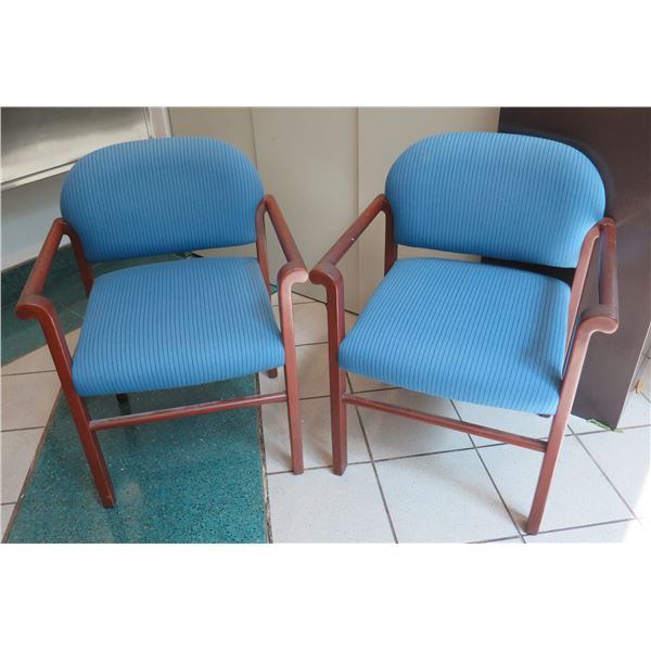 Qty 2 Modern Mode Stacking Wooden Upholstered Arm Chairs 22"x22"x32"