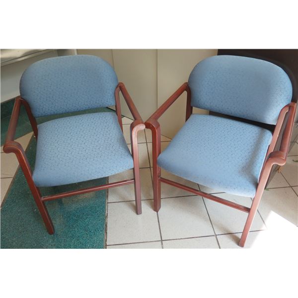 Qty 2 Modern Mode Stacking Wooden Upholstered Arm Chairs 22"x22"x32"