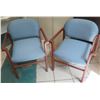 Image 1 : Qty 2 Modern Mode Stacking Wooden Upholstered Arm Chairs 22"x22"x32"