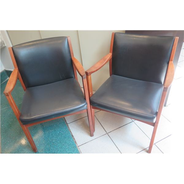 Qty 2 Johnson Chair Co. Wooden Upholstered Arm Chairs 23"x19"x32"
