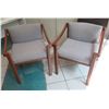 Image 1 : Qty 2 Com Living Wooden Upholstered Arm Chairs 23"x18"x28"