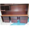 Image 18 : Wooden Multi-Section Desk w/ Hutch, 2 Top Cabinets & 3 File Cabinets 79"x22"x75"