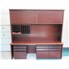 Image 2 : Wooden Multi-Section Desk w/ Hutch, 2 Top Cabinets & 3 File Cabinets 79"x22"x75"