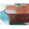Image 2 : Kibaek Mobelfabrik Wooden Side Cabinet w/ Sliding Doors & Glass Top 77"x22"x30"
