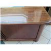 Image 4 : Kibaek Mobelfabrik Wooden Side Cabinet w/ Sliding Doors & Glass Top 77"x22"x30"