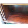 Image 8 : Kibaek Mobelfabrik Wooden Side Cabinet w/ Sliding Doors & Glass Top 77"x22"x30"