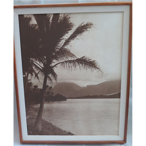 Black & White Beach Scene Print Matted in Wooden Frame 25"x32"