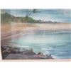 Image 3 : Beach Art Work Signed by Artist Joan Boone Matted in Wooden Frame 32"x27"