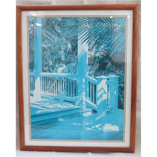 Porch & Palm Art Work Signed by Artist Alice Dalton Brown in Wooden Frame 29"x37"