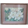 Image 1 : Floral Art Work Signed by Artist Snelling '93 Matted in Wooden Frame 41"x35"