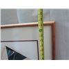 Image 10 : Abstract Art Work Signed by Artist Bushall (?) 18/35 Matted in Wooden Frame 38"H
