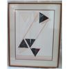 Image 1 : Abstract Art Work Signed by Artist Bushall (?) 18/35 Matted in Wooden Frame 38"H