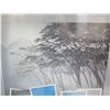 Image 2 : Print w/ Postcards Signed by Artist Thetapha (?) Matted in Wooden Frame 30"x36"