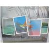 Image 3 : Print w/ Postcards Signed by Artist Thetapha (?) Matted in Wooden Frame 30"x36"