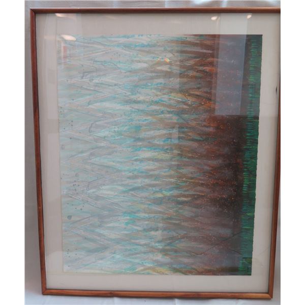 Abstract Duet II Art Work Signed by Artist K. Suzuki 45/300 Wooden Frame 35"x42"
