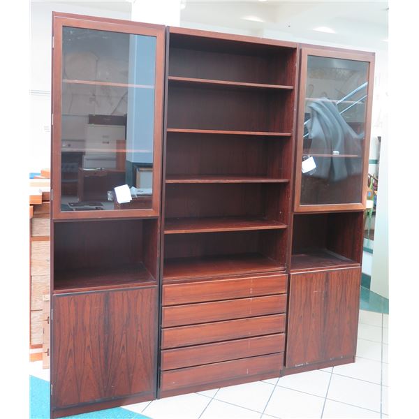 Scan-Flex Wood 3 Section Shelf w/ 2 Door Cabinets, 5 Drawers & Top Shelves
