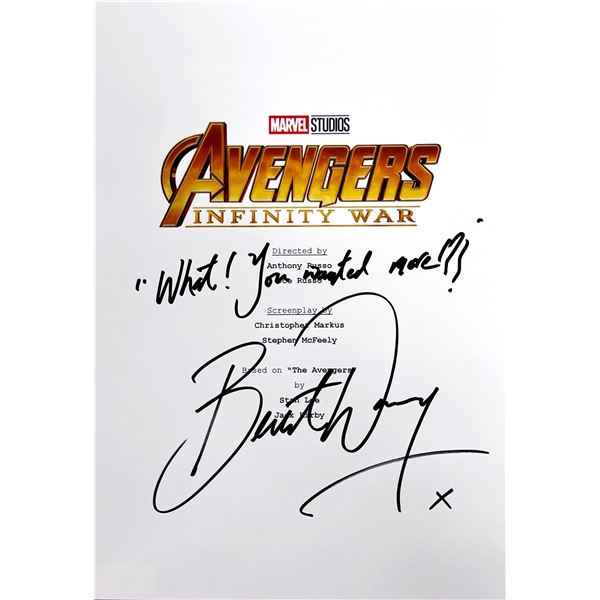 Autograph Signed Avengers Infinity War Script Cover