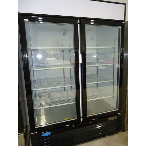 NEW 54" Double Glass Door Cooler with LED Lighting, 8 Shelves  