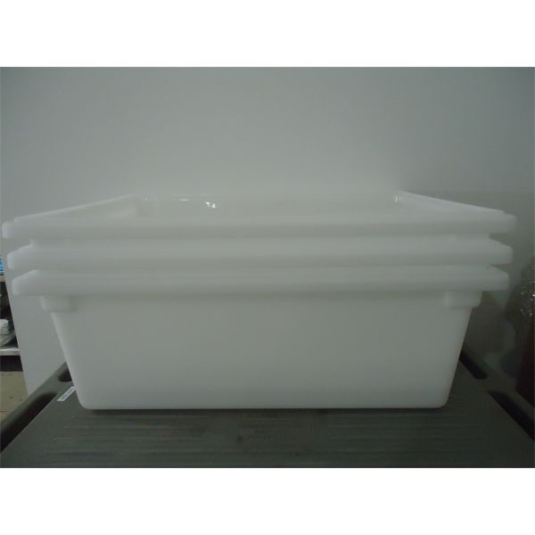 Lot of 3 - NEW PolyCarb Natural White Food Storage Box 26" x 18" x 9"