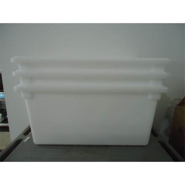 Lot of 3 - NEW Poly Carb Natural White 64L Food Storage Box 26" x 18" x 12"