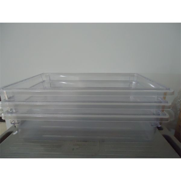 Lot of 6 - NEW PolyCarb 19L Clear Food Storage Box 26" x 18" x 6"
