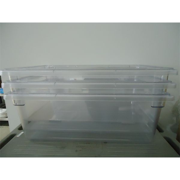 Lot of 3 - NEW Poly Carb Clear 49.2L Food Storage Boxes 26" x 18" x 9"