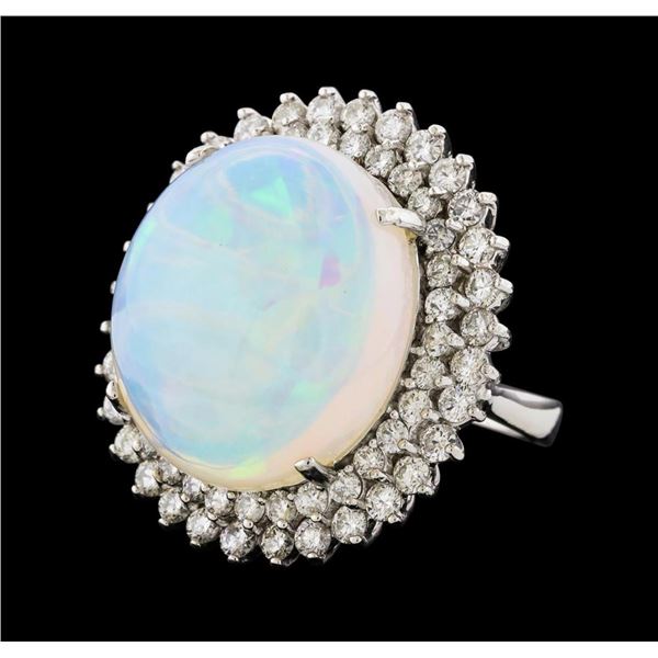17.42 ctw Opal and Diamond Ring - 14KT White Gold