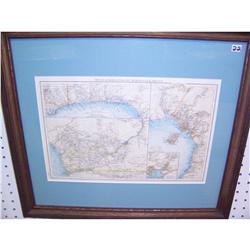 Framed German Map Of Africa 1896