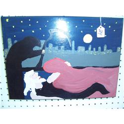 Outsider Art G.F. White Green Weep Grim Reaper