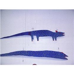 Pair Outsider Art Tim Animals R. A. Miller Signed