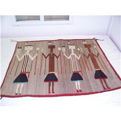 Navajo Indian Yei Rug Handspun