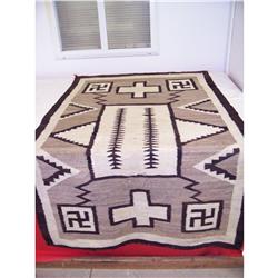 Large Navajo Indian Rug Swirling Logs Pre 1950