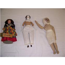 3 Cloth & China Head Dolls