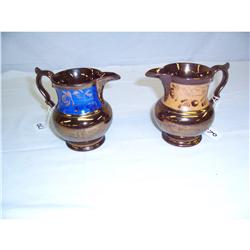 Pair Copper Luster Cream Pitchers