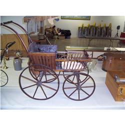 Fancy Victorian Wooden Baby Carriage