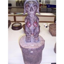 Fang Tribal Reliquary Statue On Bark Container