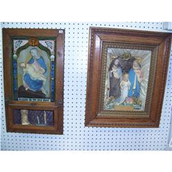 Pair Oak Framed Religious Statues