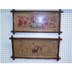 Pair Victorian Needlepoint Fames