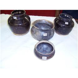 4 Piece Lot Chinese Earthware Pottery