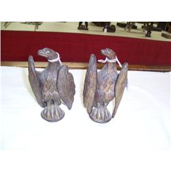 Pair Heavy Bronze Eagle Finials