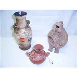 3 Piece Lot Mexican / Mayan Pottery