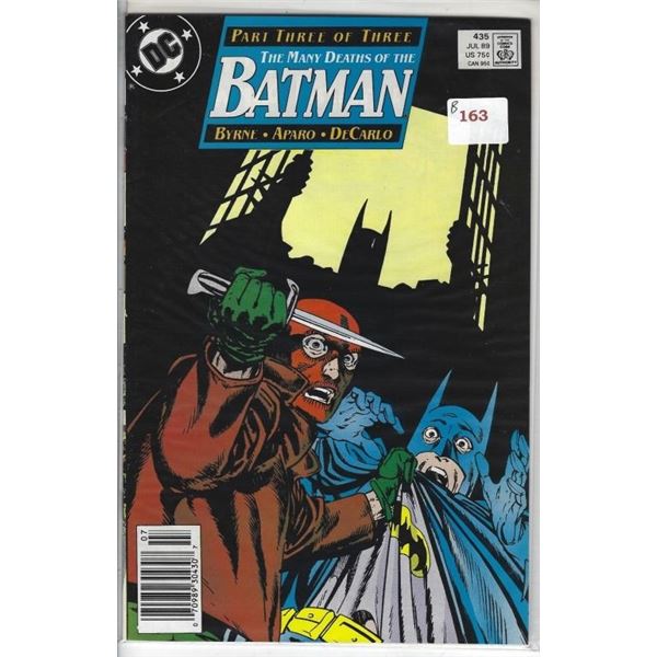 BATMAN D.C. COMIC NO. 435 JUL 1989 95 CENTS THE MANY DEATHS OF THE BATMAN PART 3 OF 3