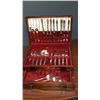 Image 1 : ANTIQUE INTERNATIONAL SILVER ROGERS 1847 CUTLERY 50 PIECES WITH CASE (MISSING A FOOT)