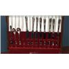 Image 2 : ANTIQUE INTERNATIONAL SILVER ROGERS 1847 CUTLERY 50 PIECES WITH CASE (MISSING A FOOT)