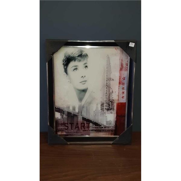 New vintage lighted Audrey Hepburn picture 18 in by 22 in