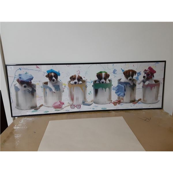 12” x 36” puppies framed print