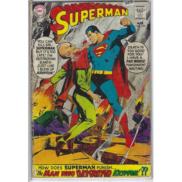 VINTAGE SUPERMAN DC COMIC NO. 205 APR 12 CENTS