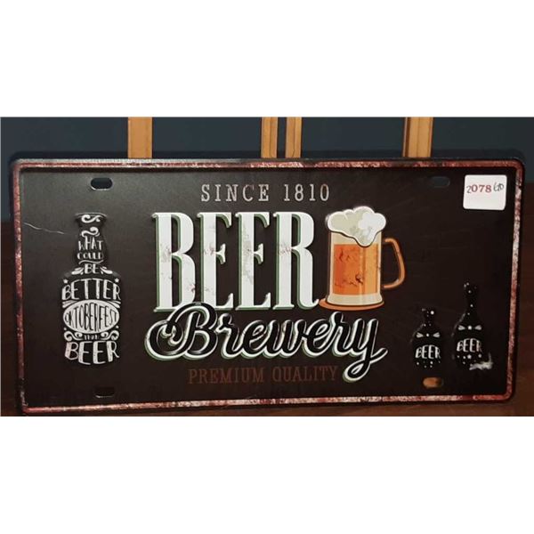 Do since 1810 beer brewery metal license plate 6 inches by 12 in