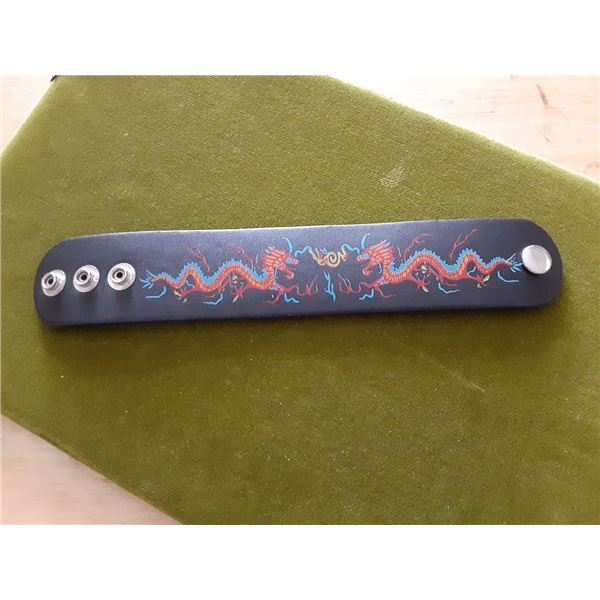 7” black dragon leather wrist band