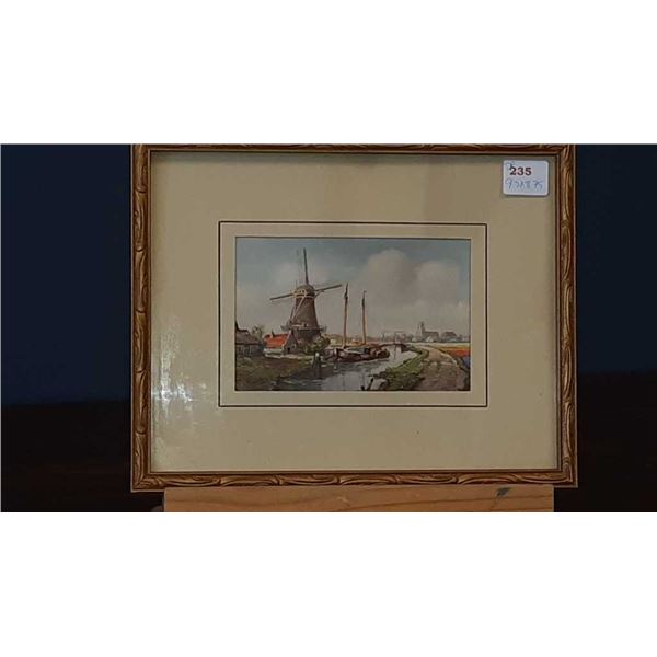 Vintage J Rynders watercolor 9.5 in by 8.75 in